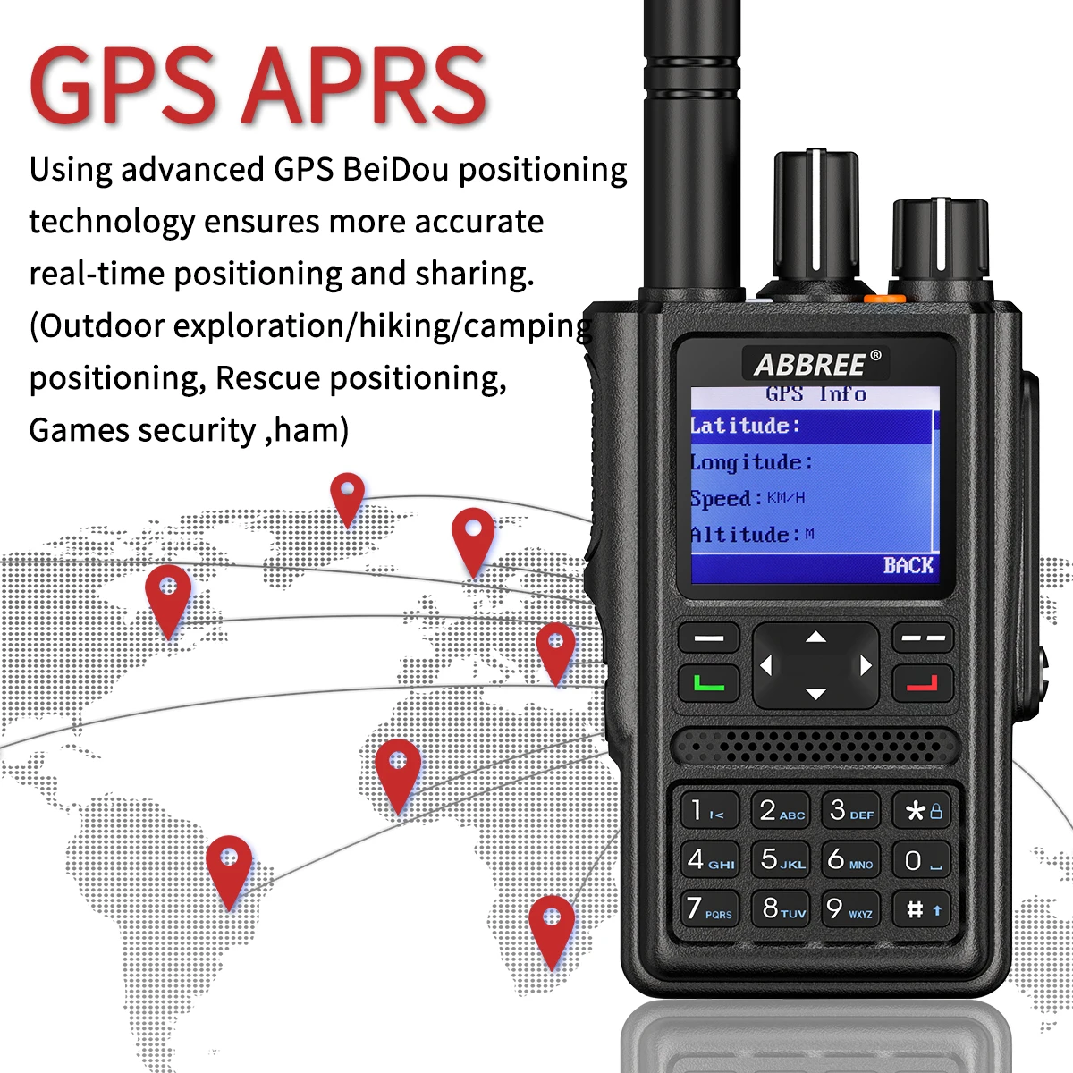ABBREE DM-F8 GPS APRS Walkie Talkie DMR Dual Band UHF VHF 4000 kanalen Lange afstand High Power Type-C oplader VOX tweewegradio