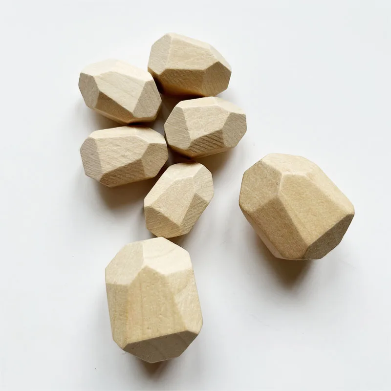 30*40mm 20*30mm Geometric Loose Wood Beads in Natural Color Straight Hole Pear Shape Beads Solid Wooden Section DIY Toy Jewlery