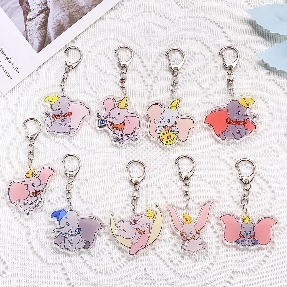 

1/9PCS Disney Dumbo Acrylic Car Keychain Accessories Funny Keyrings Friends Gifts Cartoon Bag Charms Kawaii​ Backpack Pendant