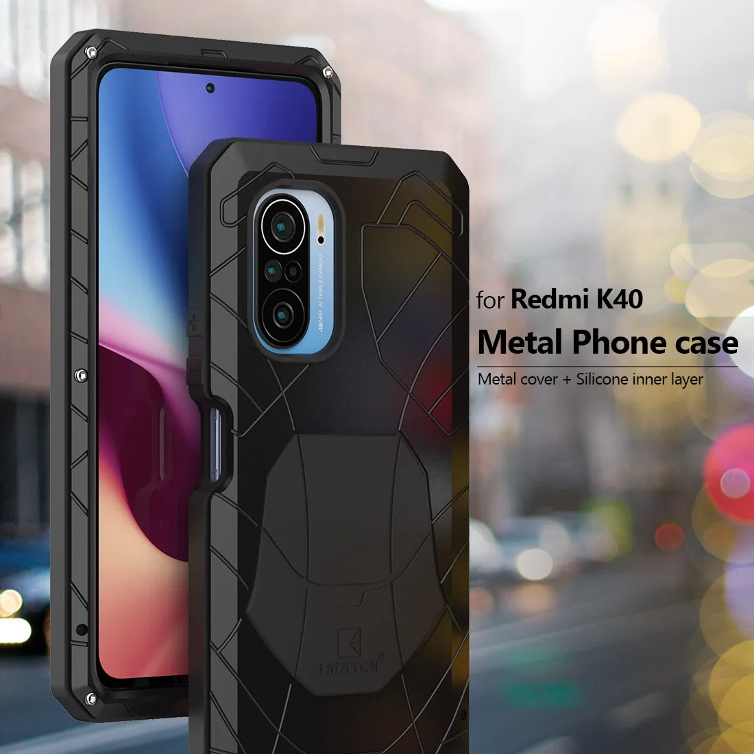 For Xiaomi Redmi K40 Phone Case Hard Aluminum Metal Heavy Duty Protection For Redmi K40 Fashion Cover Funda Phone Accessories