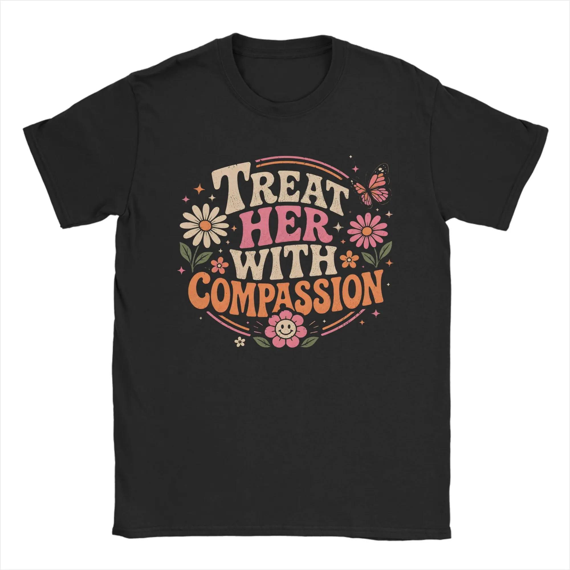 T-shirt pour hommes « Traitez-la avec compassion », t-shirts fantaisie à manches courtes et col rond, en coton, idée cadeau
