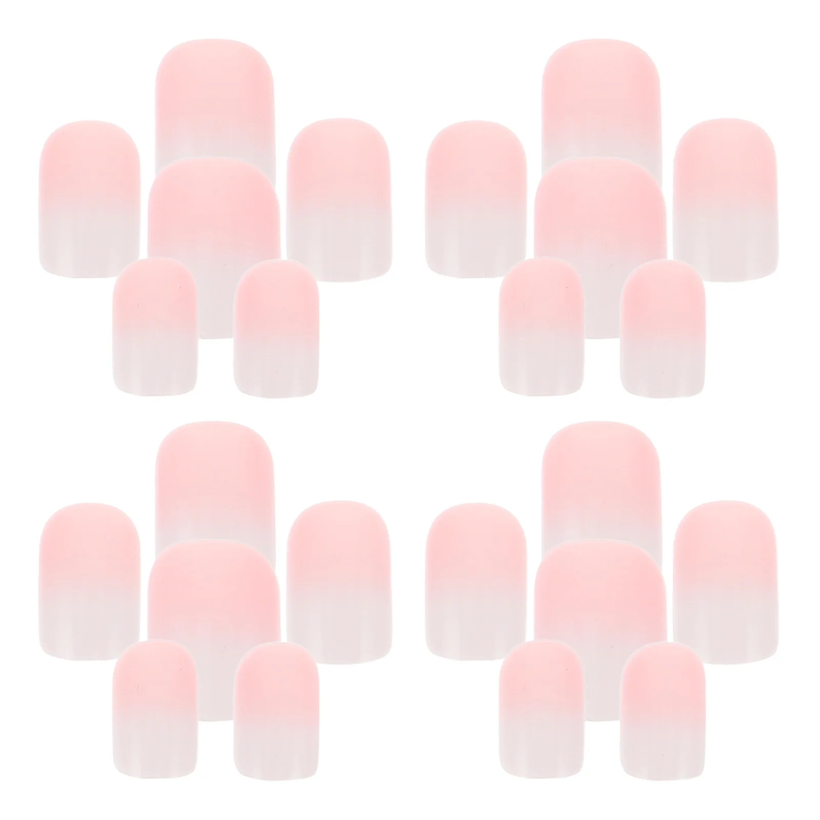 24 szt. 6 Zestawów Paznokci Sztucznych Krótkie Kwadratowe Pełne Pokrycie Różowy Gradient Sztuczne Paznokcie Dla Kobiet Manicure Ślubne Przedłużanie Paznokci Na Imprezę