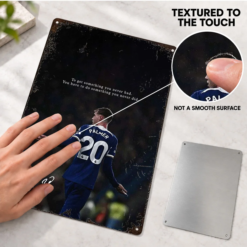 Cole Palmer Football Player Textured Metal Poster Personalized Aluminum Sign Contemporary Sports Style Wall Art For Man Cave