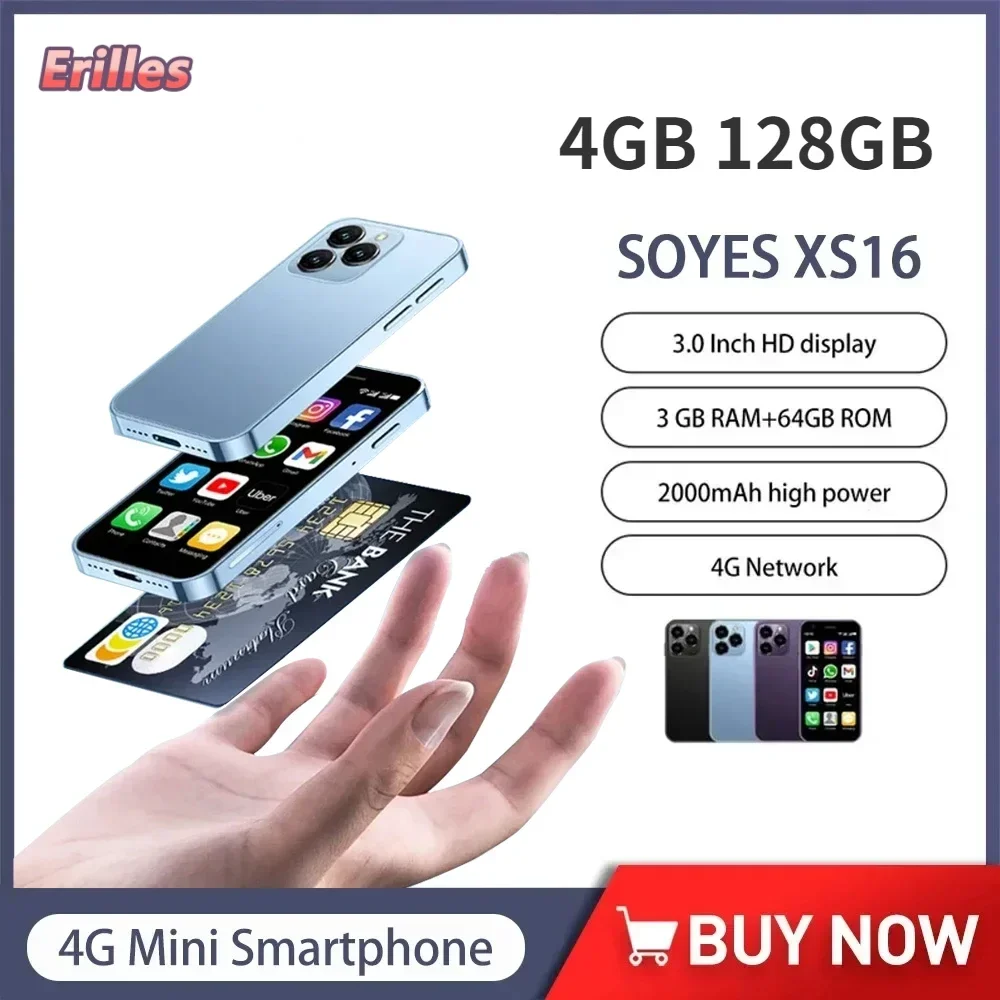 

1/3/5PCS SOYES XS16 Mini Smartphone 4GB+128GB Mobile Phones Android 10 Dual SIM Standby 2000mAh 5MP 3.0 Inch 4G Mini Touch Phone