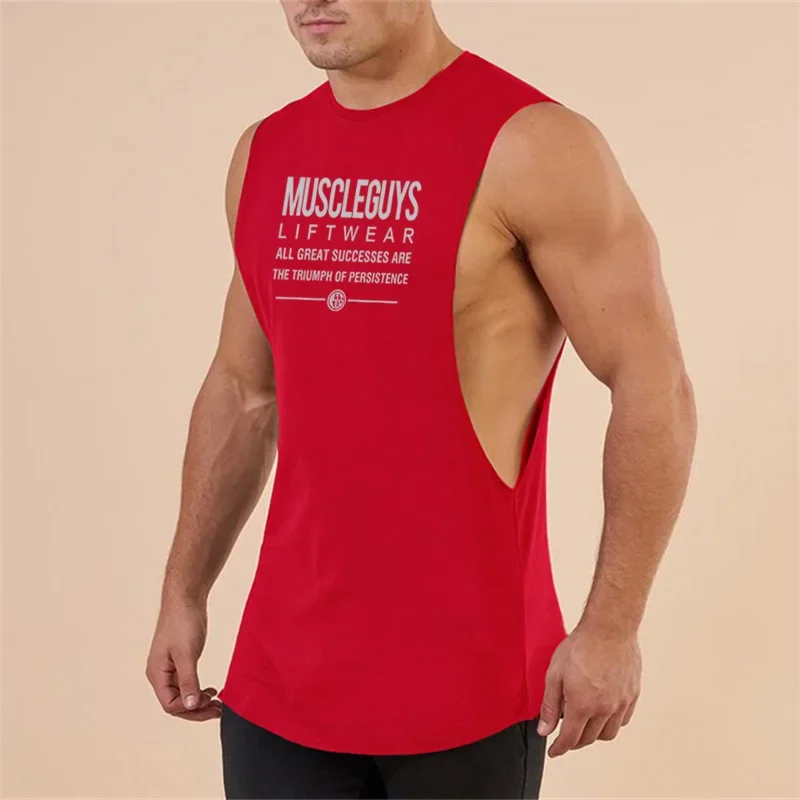 Mens Gym Casual Printed Tank Top Muscle Sleeveless Sporting Running Workout Clothing Cool Singlets Fashion Fitness Vest