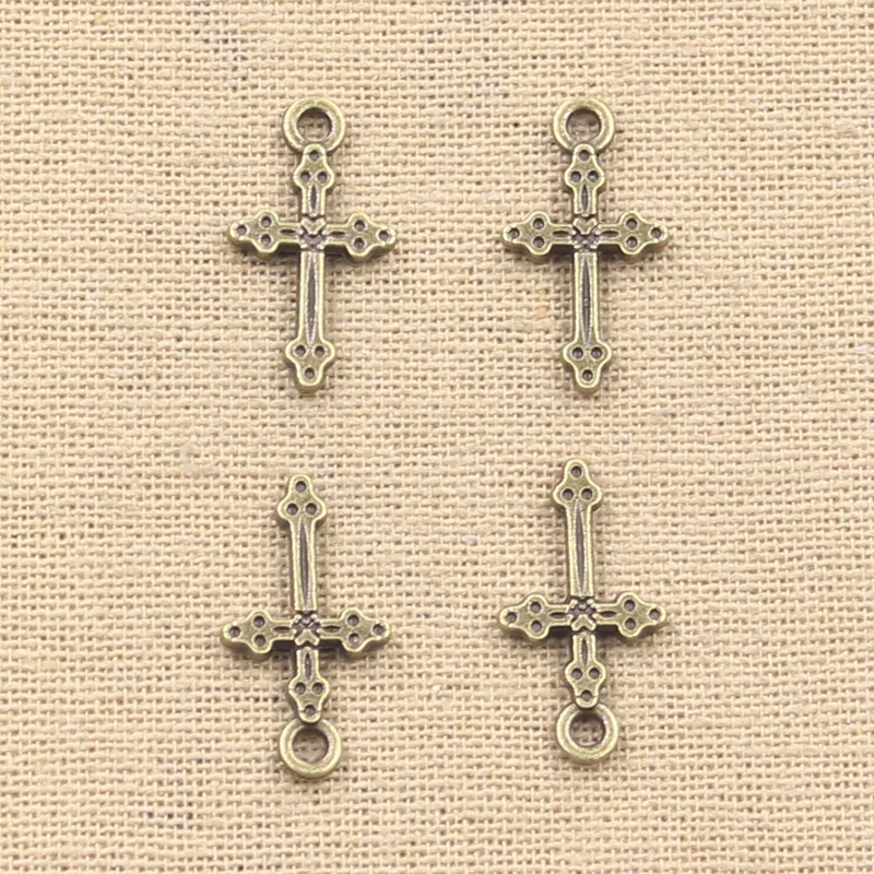 30pcs Charms Christian Cross 15x7mm Antique Making Pendant fit,Vintage Tibetan Bronze Silver color,DIY Handmade Jewelry