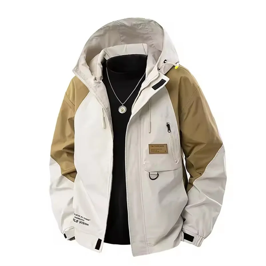 8XL Plus Size Cargo Windbreaker Jacket Men Spring Autumn Camp Coat Fashion Casual Patchwork Jacket Coat Male Outerwear Outdoor