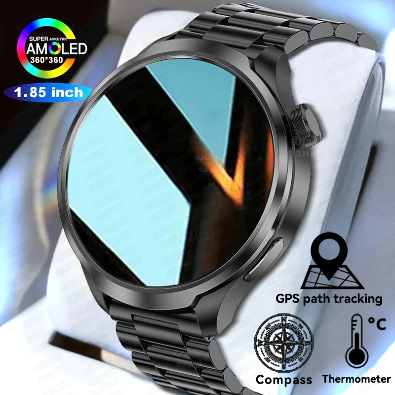 For HUAWEI IOS New Men 1.85 Inch HD Bluetooth Call Smart Watch Sports Fitness GPS NFC Body Temperature Compass waterproof Watch