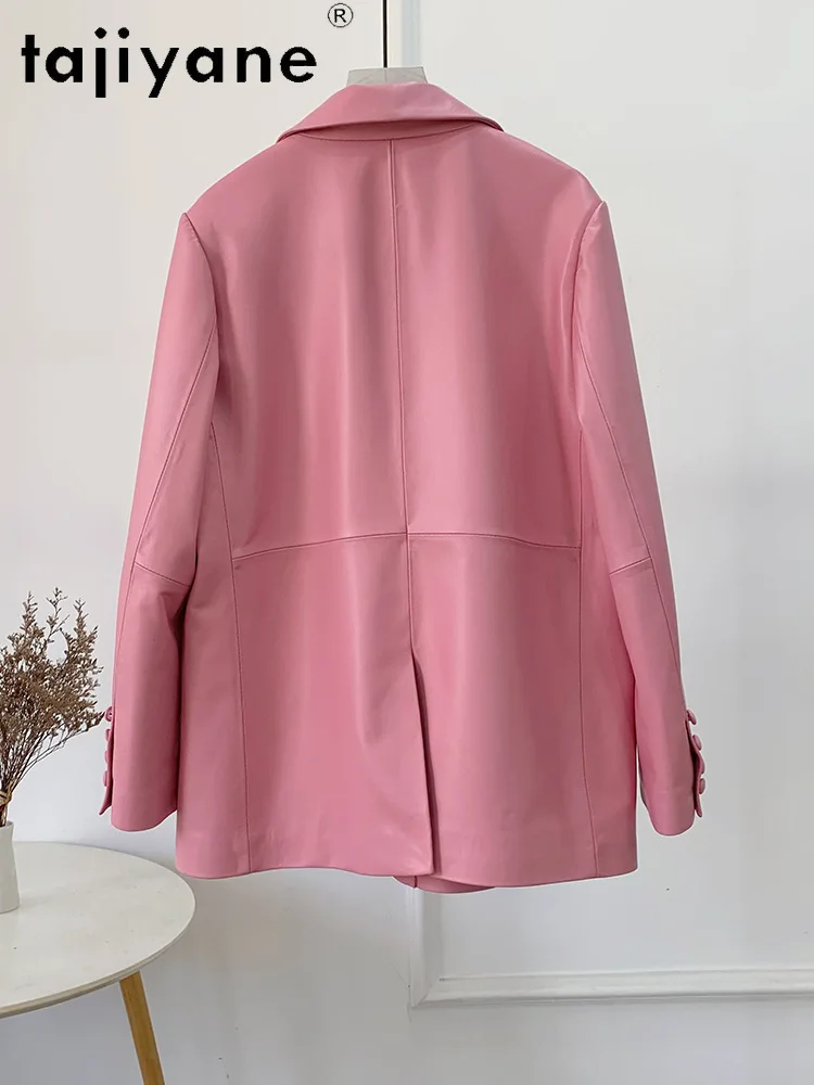 Tajeyane-abrigo de piel de oveja Natural para mujer, elegante chaqueta de cuero 2024 auténtico, de longitud media, versátil, 100%