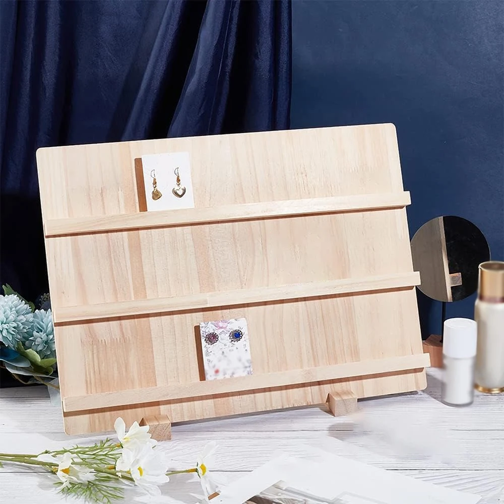 1 Pcs Wood Earring Display Stands Jewelry Earring Display Holder Wood Earring Card Holder Photos Business Card Holder 3 Layers
