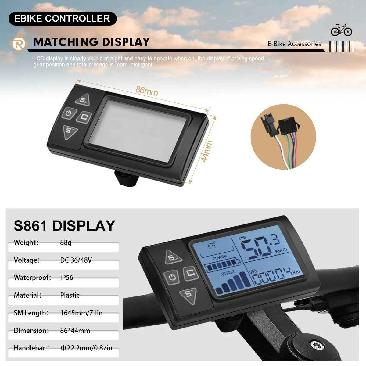 

Синусоидальный контроллер электронного велосипеда с протоколом связи для UART2 17A26A30A35A40A45A S861, дисплей для электрического велосипеда/самоката