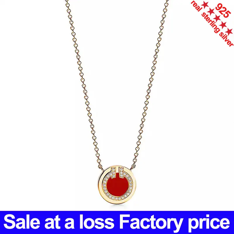 

New 925 silver thickened double T thick pendant necklace with luxurious agate jade pendant for women's neck accessoriesHXYS022