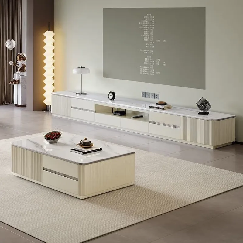 

Luxury sandalwood TV cabinet, living room light luxury high sense 2025 new home TV cabinet coffee table combination ro