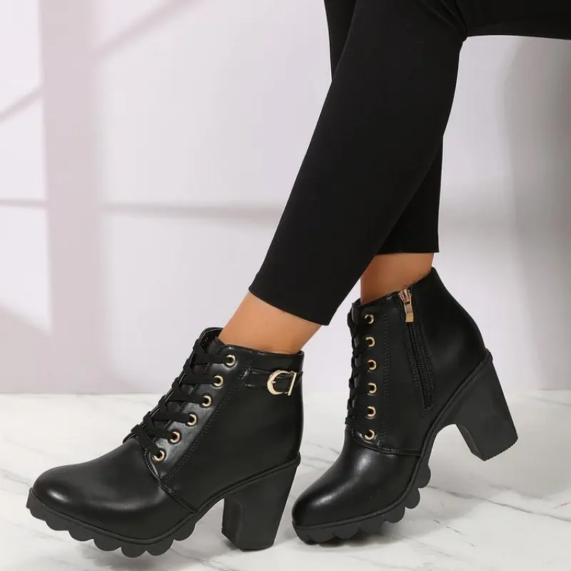 Ankle Boots Botines Negros Mujer Amazon Botas Zapatos Tacon Ancho