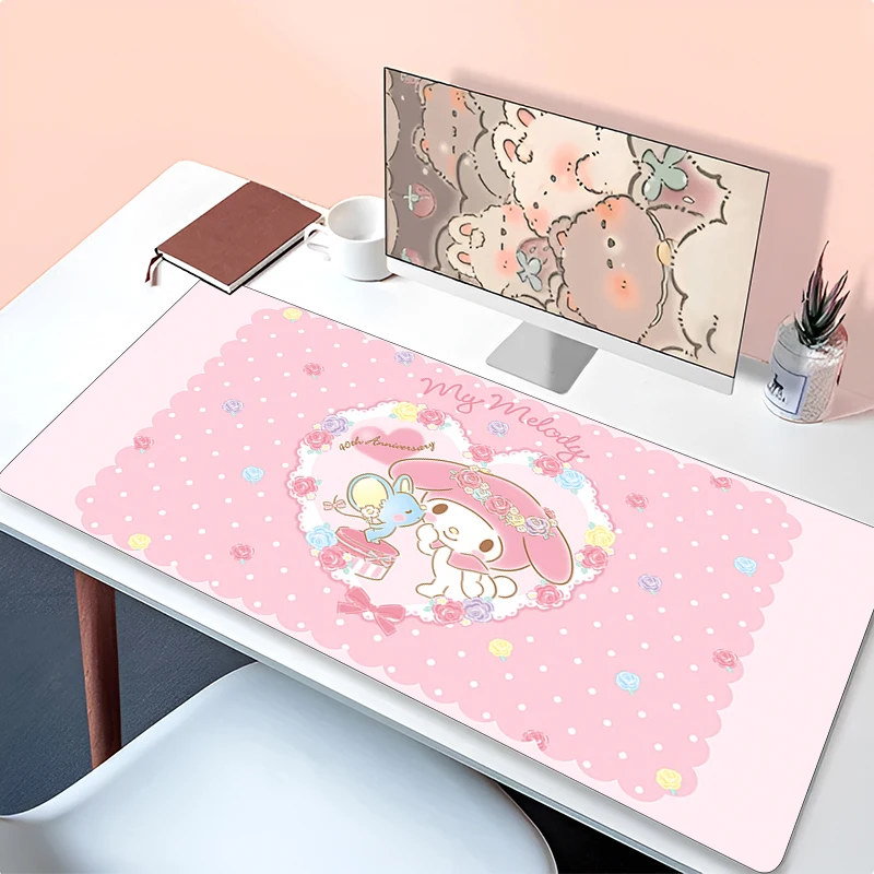 

Kawaii Mouse pad M-my M-melody professional eSports game players Speed Lock Edge Rubber Game Desk 900x400 Mousepad Keyboard Mat