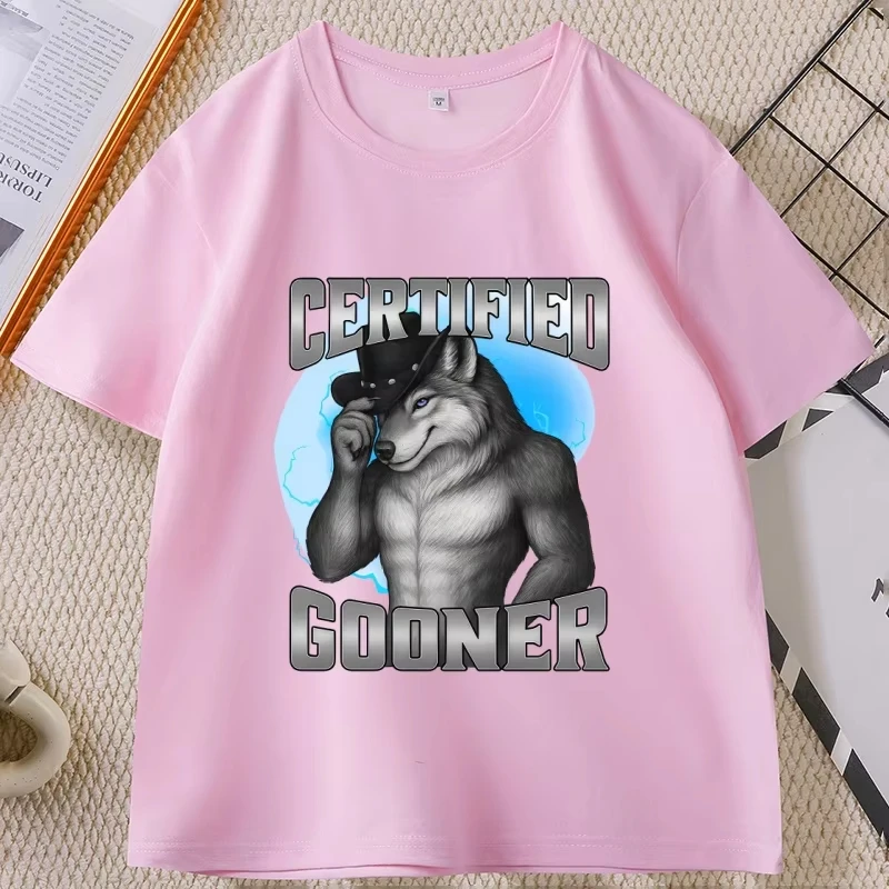 Certified Gooner T Shirt Funny Werewolf Meme Tshirt Casual Cotton Short Sleeve for Men Women Humor T Shirt Unisex Clothing Tops