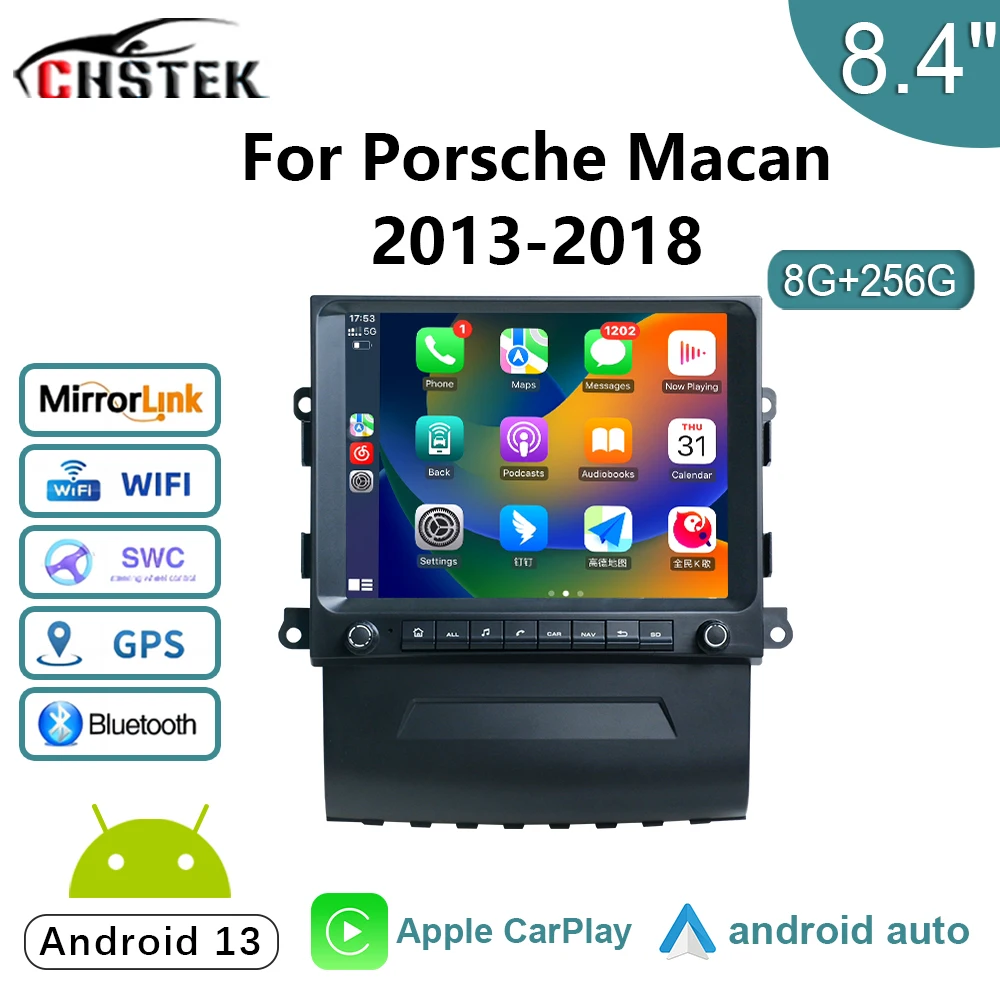 

Автомобильный радиоприемник CHSTEK Carplay Android 13 для Porsche Macan 2013-2018 мультимедийный плеер навигация Qualcomm авто стерео Wi-Fi GPS 4G