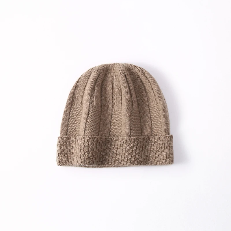 Aliselect High Quality 100% Cashmere Women Winter Cashmere Hats Multifunctional Ripple Cashmere Knitted Hats Korean Caps