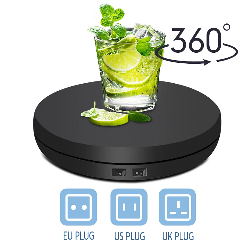 25CM 20KG LED Display Base 360 Degree Electric Rotating Motorized Turntable LED Light Display Stand with LED Lighting