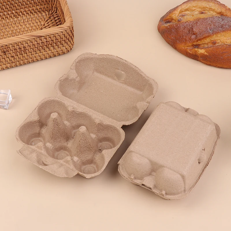 10Pcs Biodegradable Pulp Egg Carton 6/10 Count Disposable Paper Egg Tray Eco Friendly Shockproof for Farm Eggs Packaging