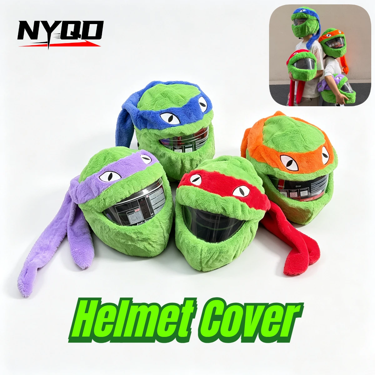 Funny Plush Tortoise Helmet Cover, Motorcycle Full Face Helmet Sleeve, Riding Halloween Cosplay Helmet Decor