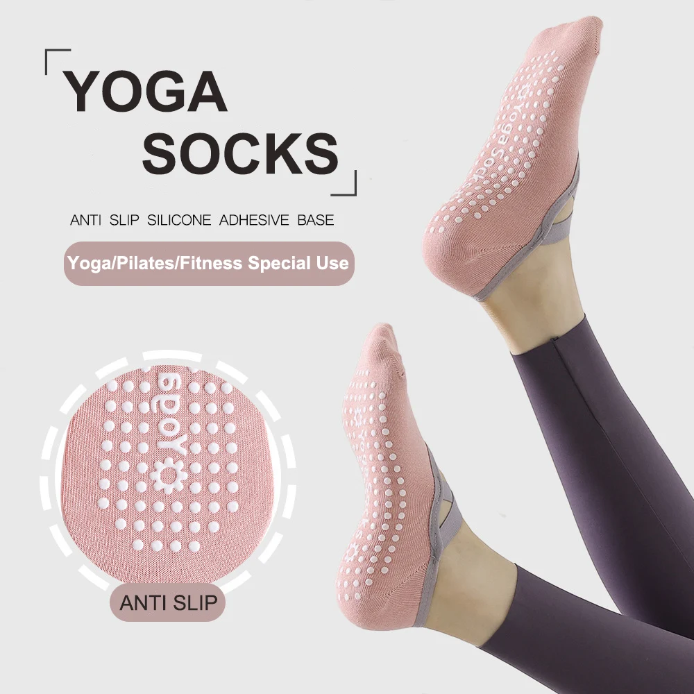 Atmungsaktive Yoga-Socken für Damen mit Handtuchsohlen, Silikon-Antirutsch-Bandage, Pilates-Socken, Damen-Ballett-Tanz-Fitness-Workout-Baumwollsocken