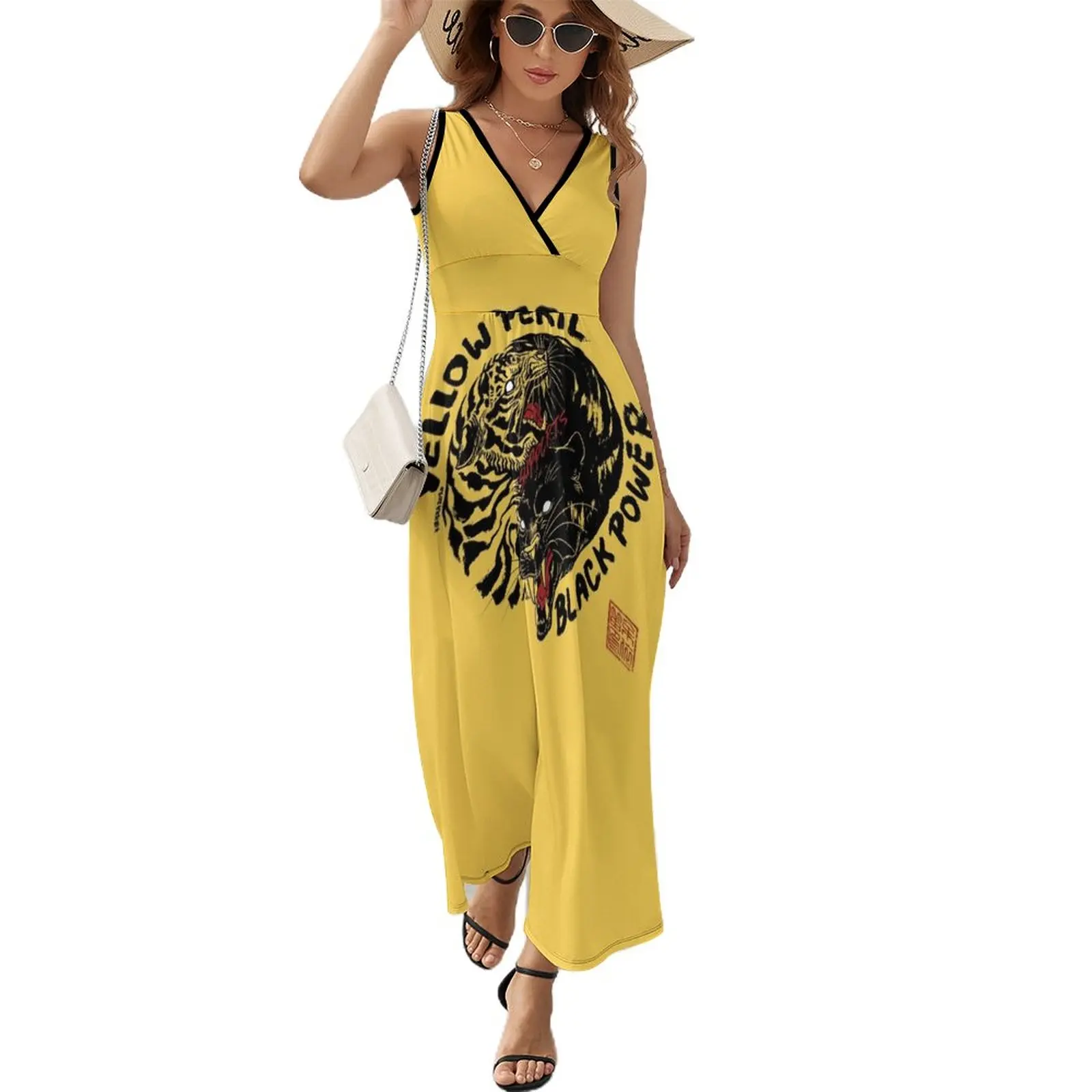 

Yellow Peril Supports Black Power Sleeveless Dress summer women's dress 2024 women evening dress elegant dresses for women