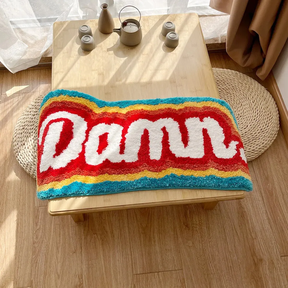 Letter Element Rug Rainbow Fluffy Tufted Rug Nordic Entrance Rug Area Rugs Funny Bathroom Bedroom Floor Mats