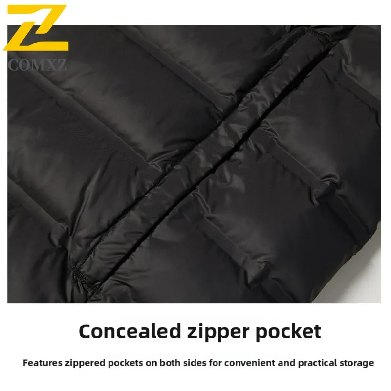 COMXZ Men Down Jacket High Quality 90 Percent Duck Down Skiing Warm Coat Fashion Zipper Design Hooded Sport Winter Puffer Coat