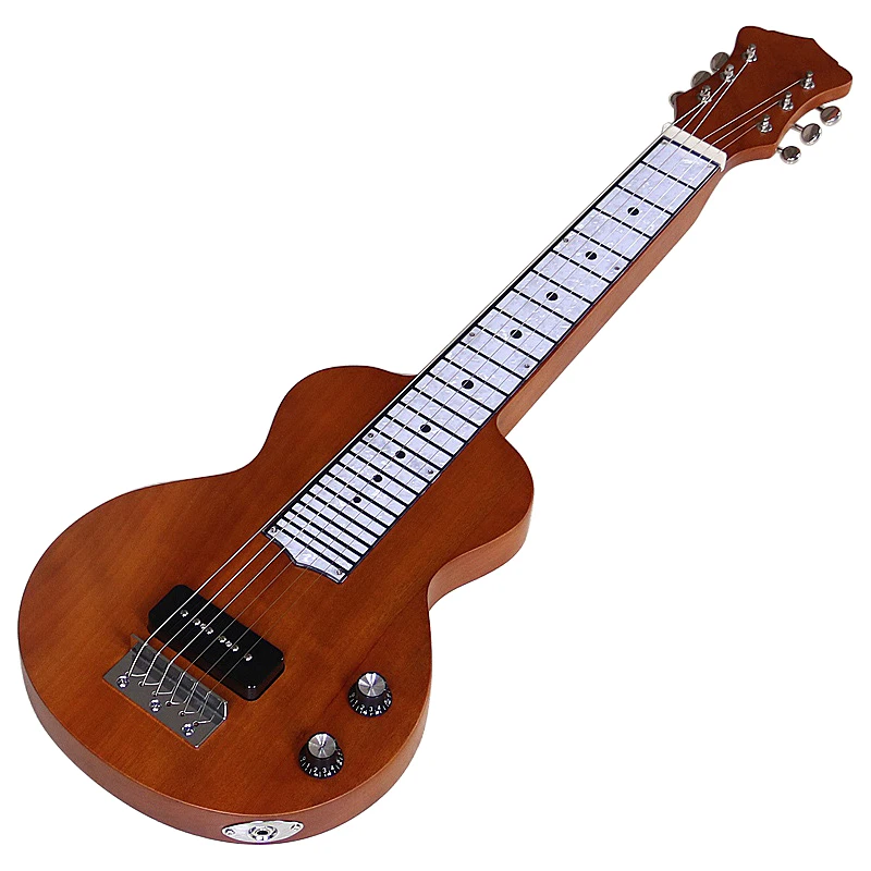 Hawaiian Lap Steel Guitar One Through Solid Okoume Body 6 String 34 Inch High Glossy Slide Electric Guitar Sunburst Color