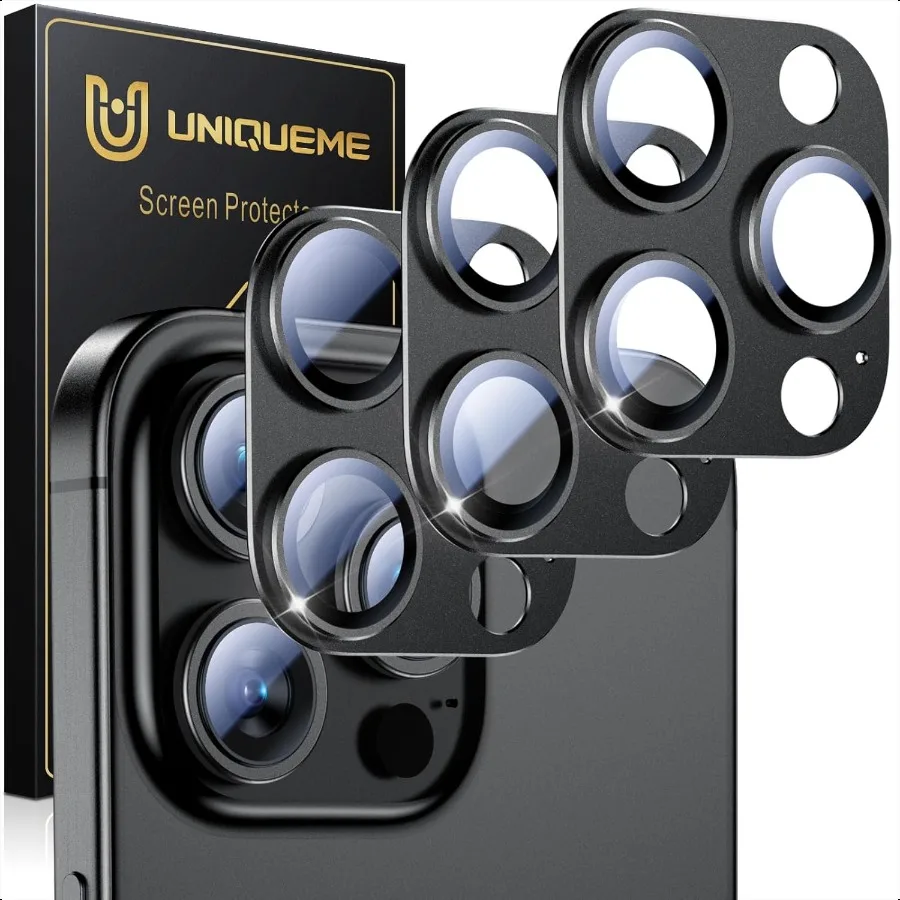 

UniqueMe for 3 Pack iPhone 15 Pro iPhone 15 Pro Max Camera Lens Protector [Drop Protection] [Case Friendly] Camera Cover Screen