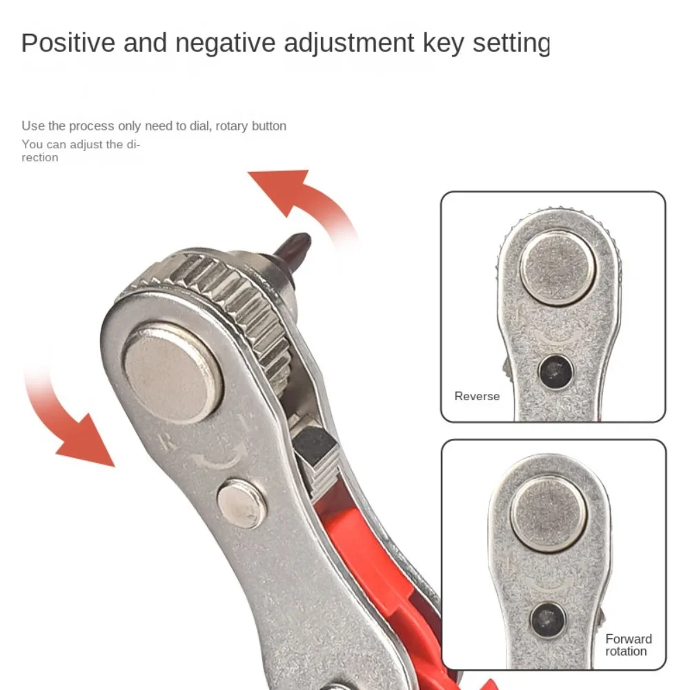 Steel Ratchet Screwdriver Set Wrench Cross Repair Tool Screw Driver Bit Multifunctional Elbow Flat Head