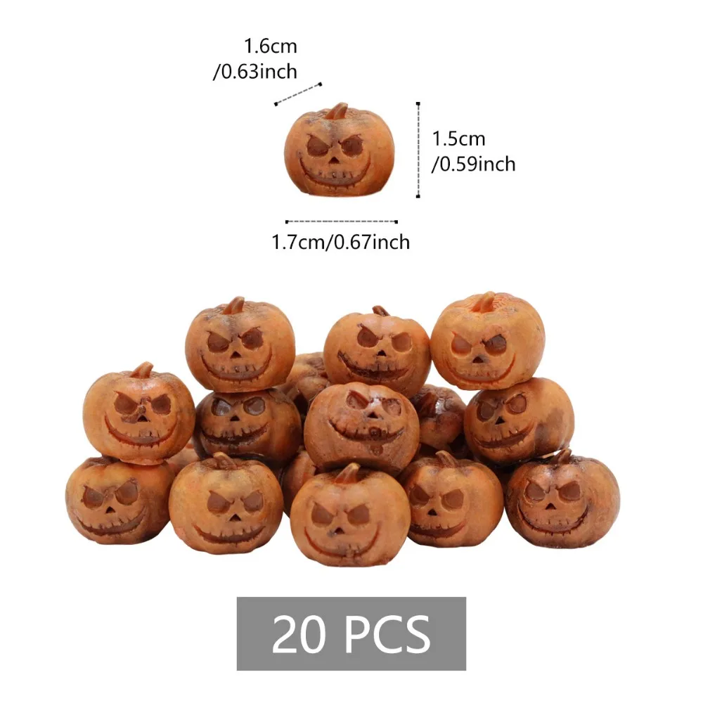 

20pcs Resin Halloween Pumpkin Decoration Scary Funny Mini Fake Simulation Pumpkin Creative Reusable Halloween Ornaments