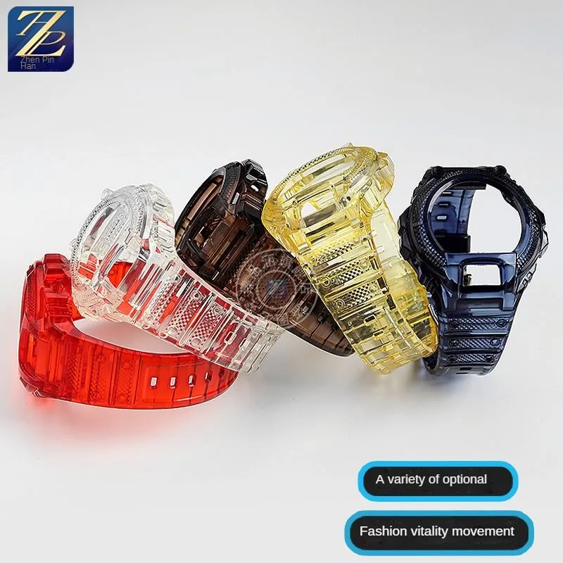 For Casio DW-6900 DW-6900 series modified transparent case Strap watchband Bezel Waterproof silicone Bracelet accessories men