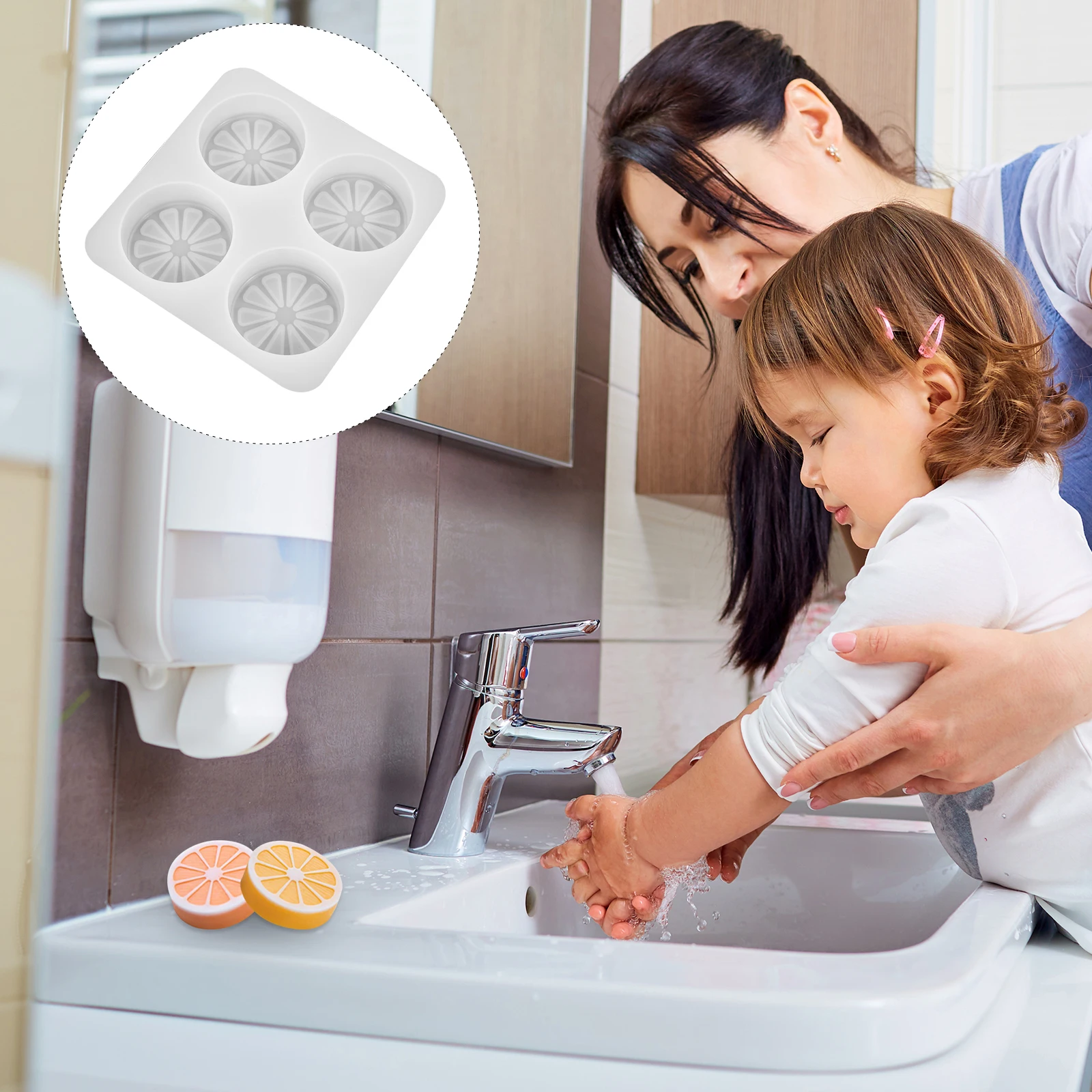 

Quad Lemon Slice Molds Silicone Soap Making Mold Home DIY Crafts High Quality Flexible Transparent Non Stick Bathtub