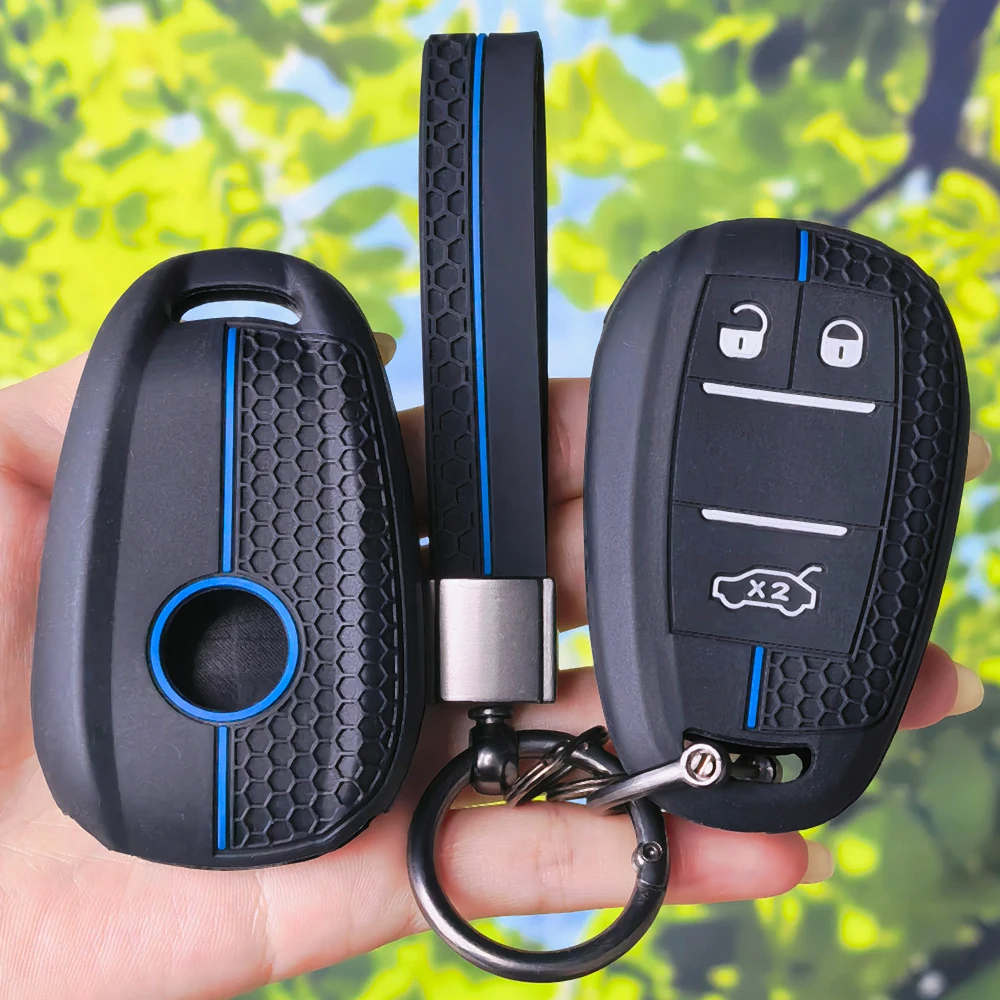 Comfort Skin‑Friendly Silicone Key Fob Case With Keychain For Alfa Romeo Stelvio Giulia 2017 2018 Auto Remote Fob Accessories