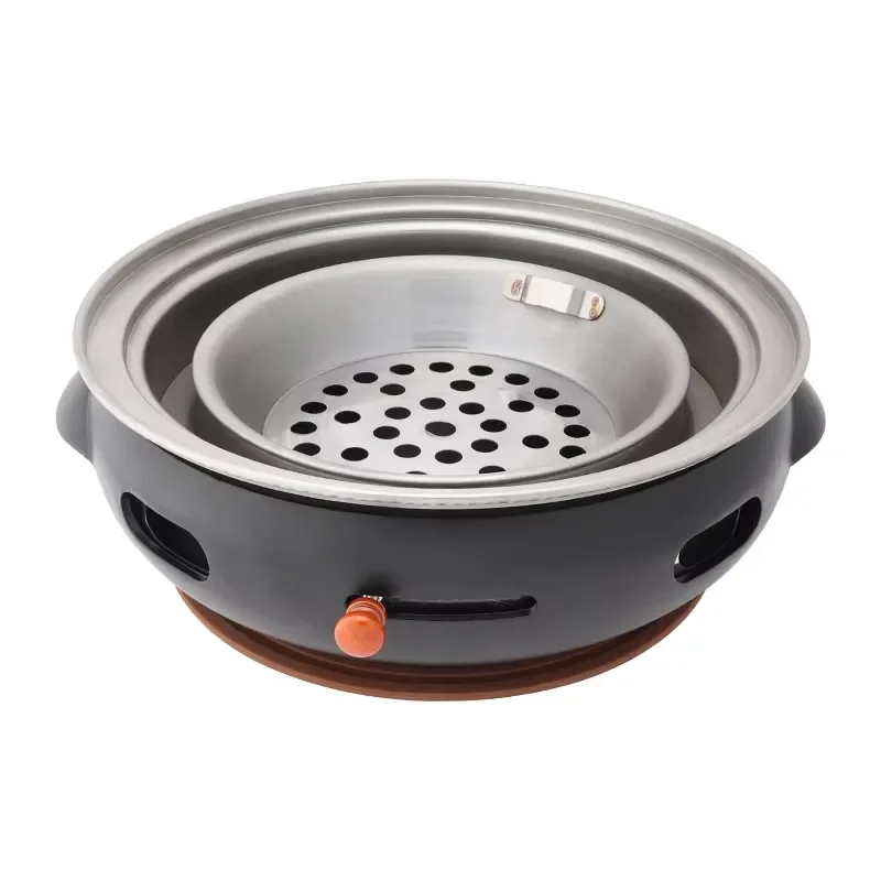 PINNOVO Charcoal Barbecue Stand Up Grill Tabletop Smokeless Charcoal Barbecue Grill Portable Outdoor Commercial Cast Iron