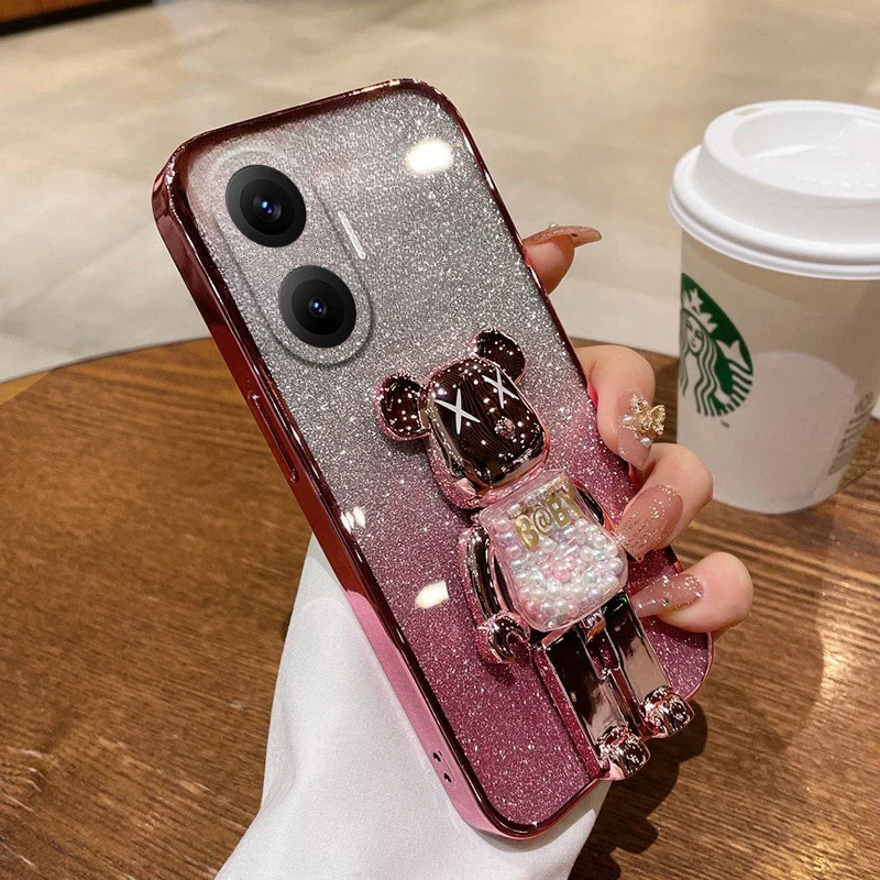 

For Xiaomi Poco F7 Pro Ultra Case Electroplate Bracket Glitter Sequins Silicone Cover For Xiaomi Poco F7 Pro Ultra Back Casing