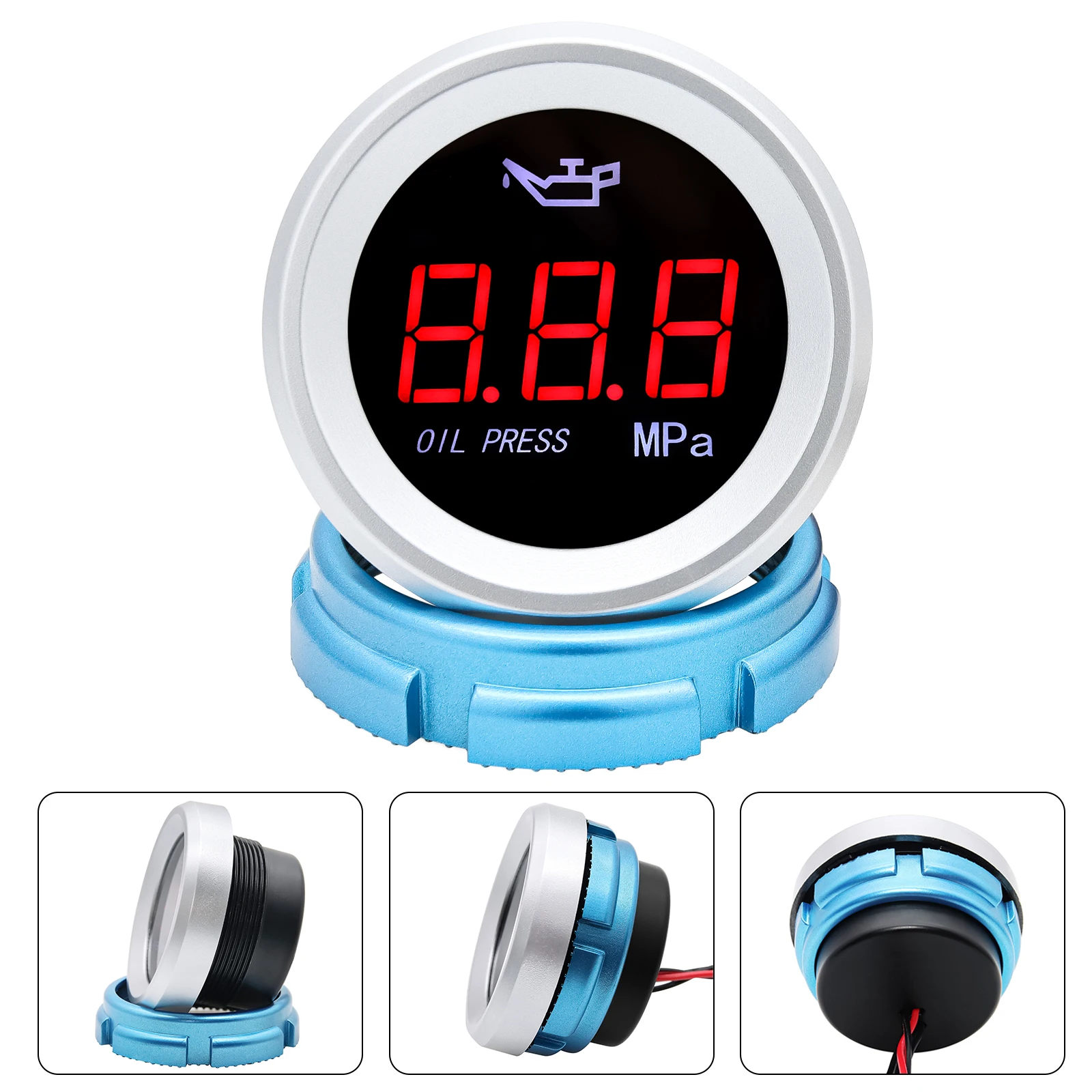 52mm Wassertemperaturanzeige Auto Digital Meter LED-Anzeige Kraftstoffstandsanzeige Voltmeter Öldruckmesser mit Alarmfunktion – Detail 1