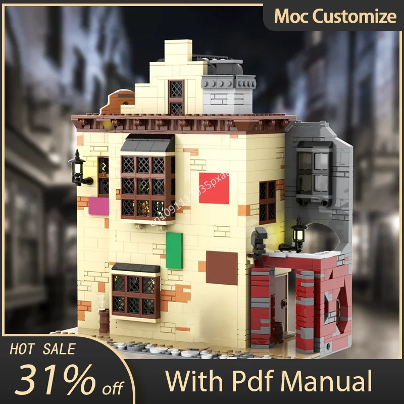 

1389pcs Moc Diagons Alley Architecture The Leaky Cauldron Modularity Building Blocks Houses Assembly Bricks Toys Kids Gifts