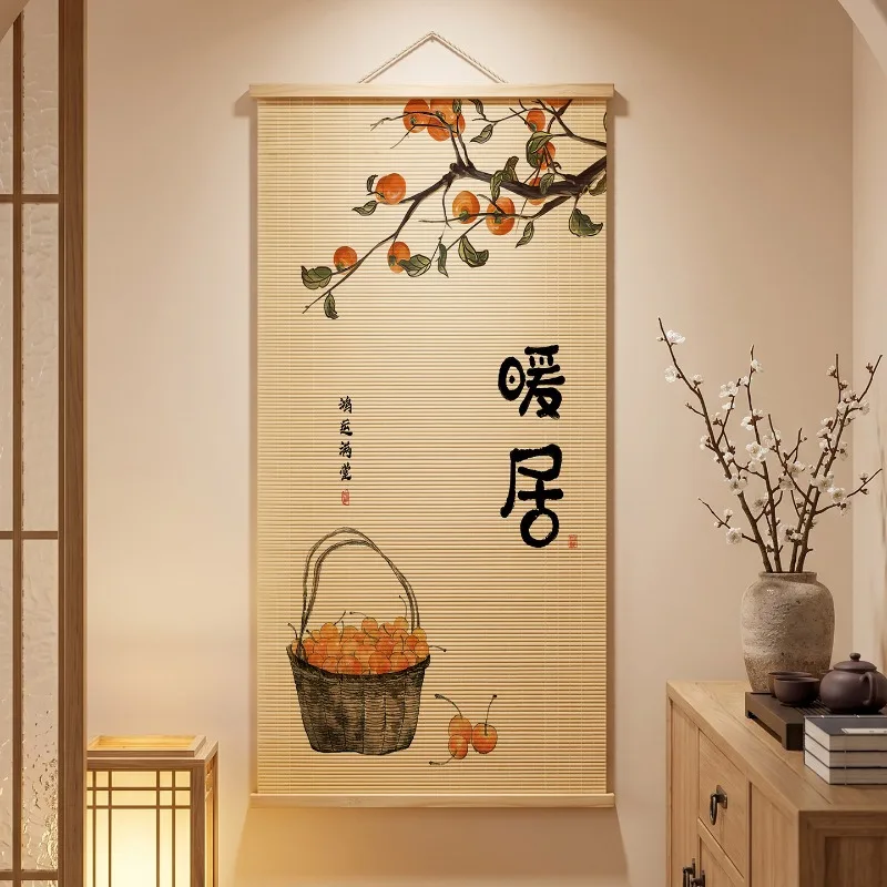 Japanese Wabi Sabi Bamboo wall decor Roll Up Blind Eco-Friendly Zen Poster for Tea Room Living Room Aesthetic Room Decor