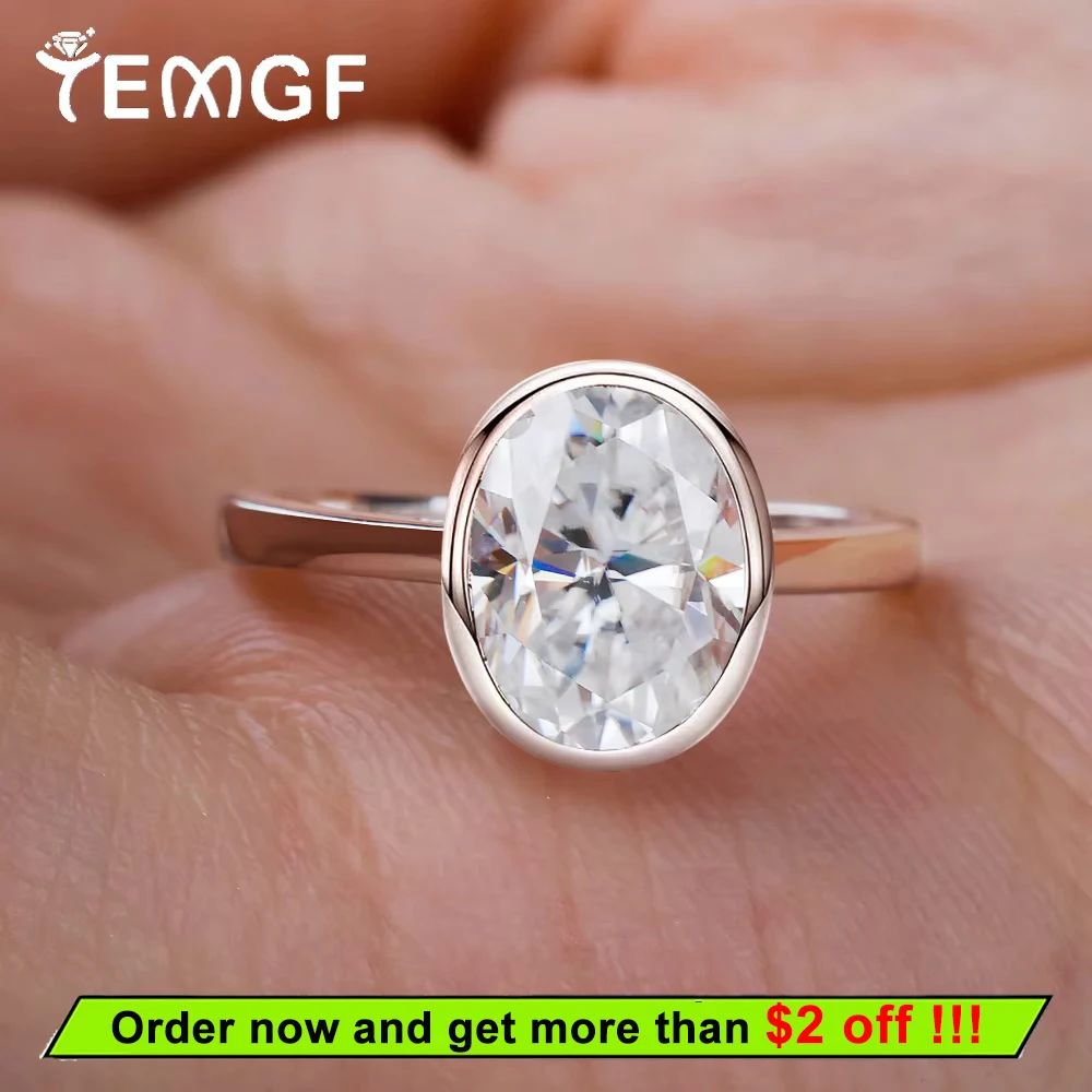 

TEMGF 2CT Moissanite Ring for Women GRA Certification 925 Sterling Silver Proposal Engagement Ring Fashion Luxury Fine Jewelry