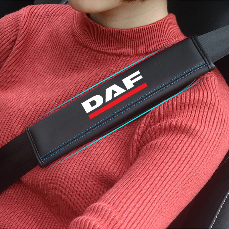 Car Seat Belt Nappa Leather Safety Belt Shoulder Covers For DAF Truck XF 105 106 CF85 360 460 MX Accessories