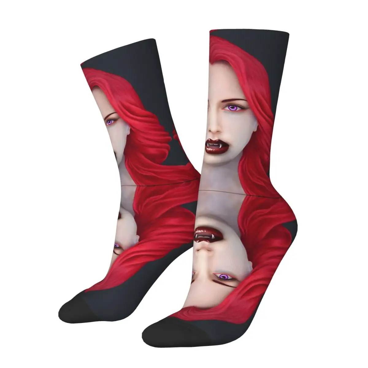 Funny Crazy Vampyre-The Seductress Sock for Men Hip Hop Harajuku Blood Of The Vampire Seamless Crew Sock Gift tops fugees