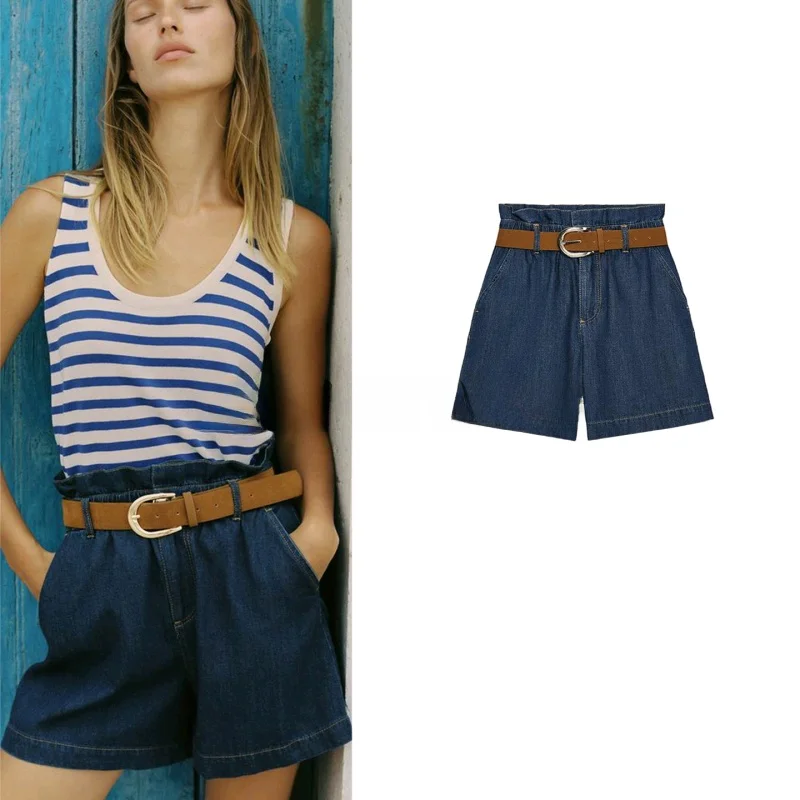 

Женские летние модные брюки с высокой талией, широкими штанинами и карманами, прямые, повседневные, из полиэстера