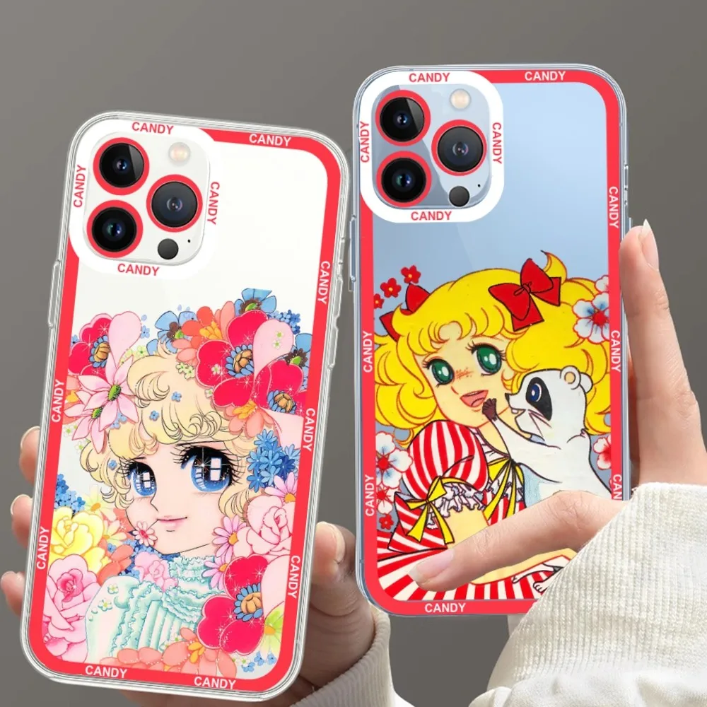 Anime Manga Candy Candy Phone Case For iPhone 11 12 Mini 13 14 15 Pro Max Transparent Shell