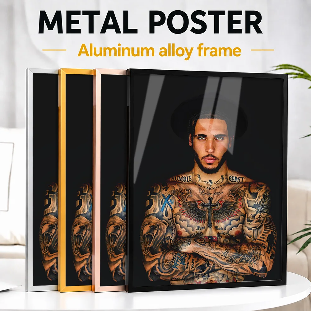 Liangelo Ball Wearing A Hat Metal Poster With Aluminum Alloy Frame Personalized Victory Tribute Wall Art Ideal For Game Room