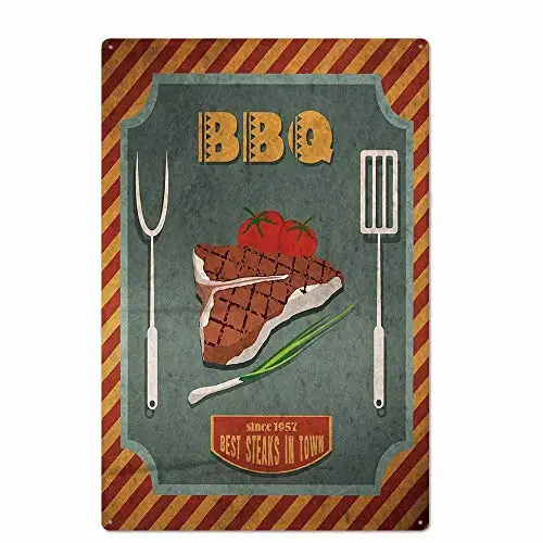 Barbecue Master Dad's BBQ Zone Fast Food Retro Metal Tin Signs Pub Kitchen Home Grill Vintage Wall Decor 8x12 Inch azx-11