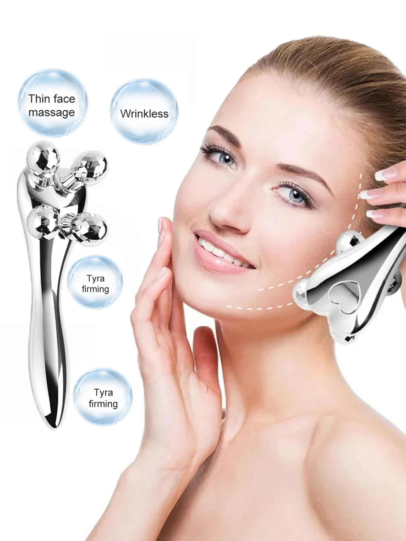 1Pc 4D Roller Face-lift Wrinkle Y Shape 360 Rotate Roller Facial Eye Neck Muscle Relaxation Slimming Massager Relaxation Tools