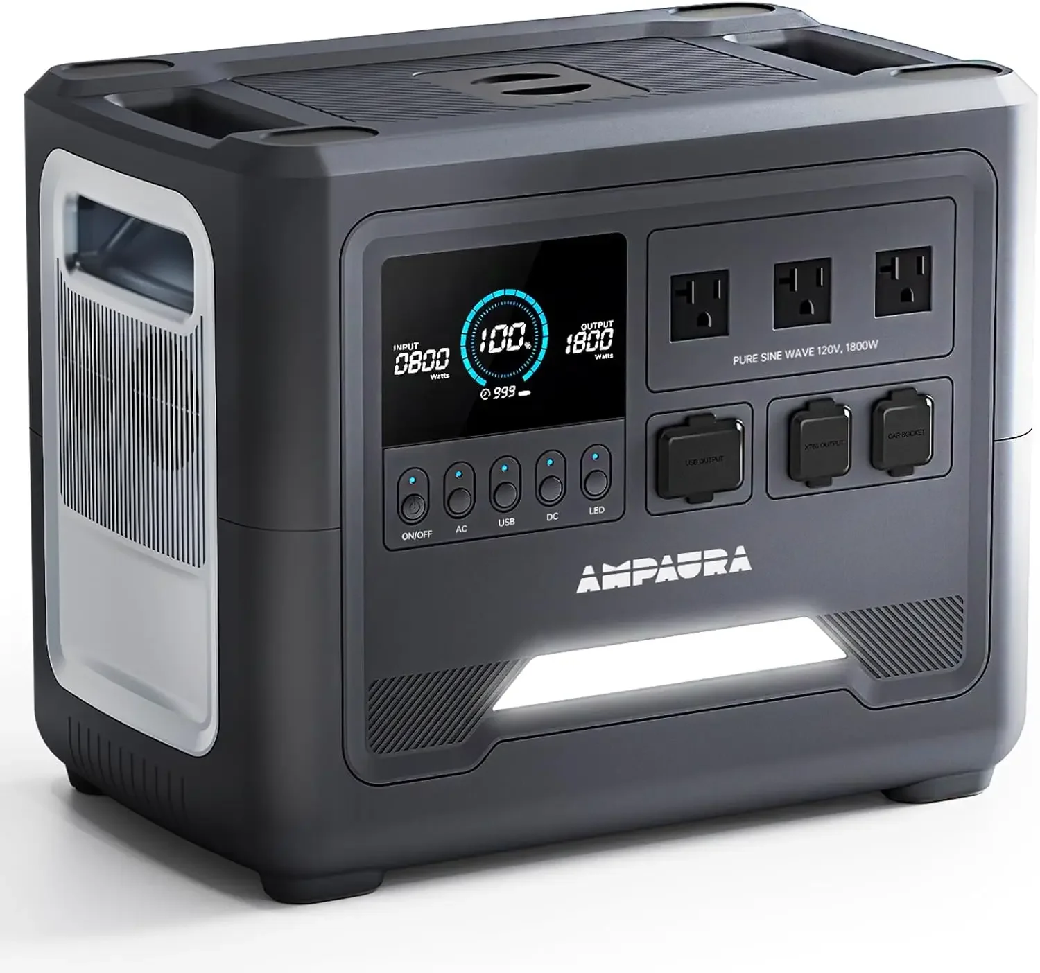 Portable Power Station, 1536Wh LiFePO4 Battery, 1800W(3600W Surge) AC Outlet, 100W USB-C Output, Solar Powered Generator